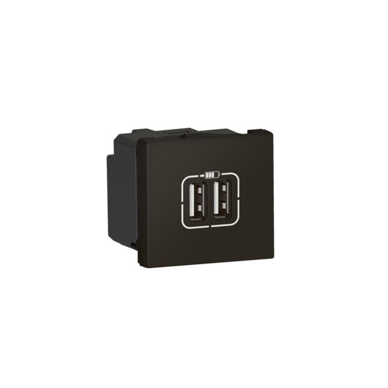 MECANISME PRISE DOUBLE USB TYPE A 2 MODULES NOIR MOSAIC