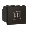 MECANISME PRISE DOUBLE USB TYPE A 2 MODULES NOIR MOSAIC