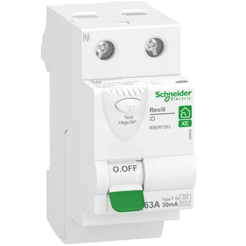 Resi9 - 63A - 30mA - inter différentiel - 2P - Type FSI - Embrochable