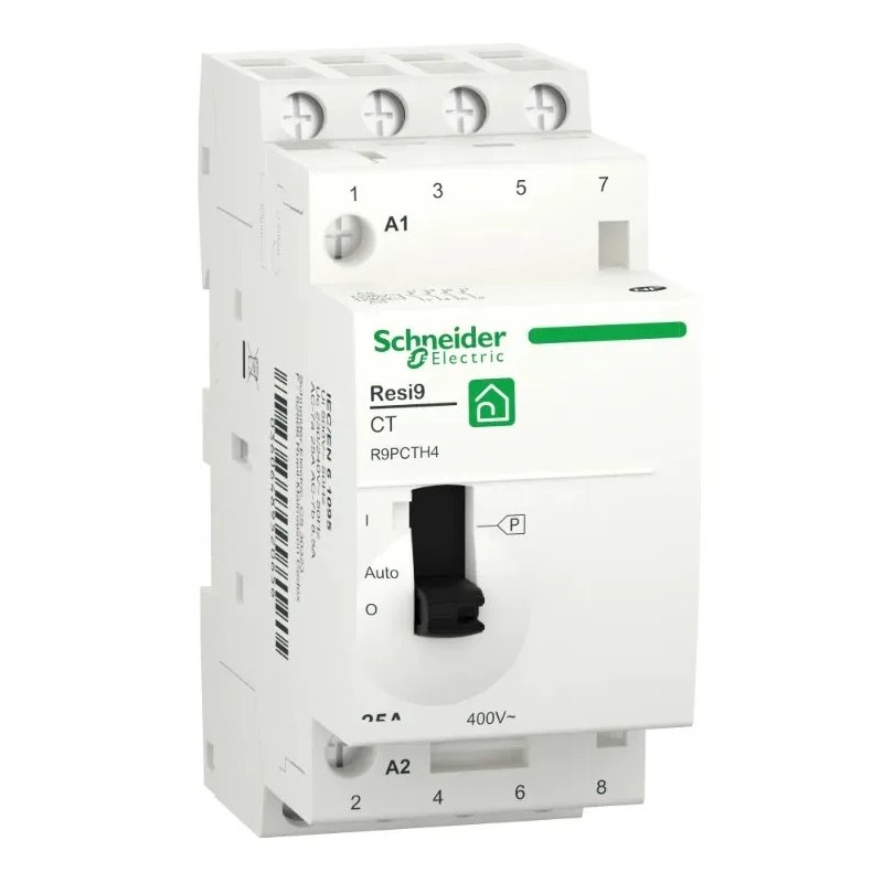 Resi9 - contacteur heures creuses - 4NO - 25A - commande manuelle