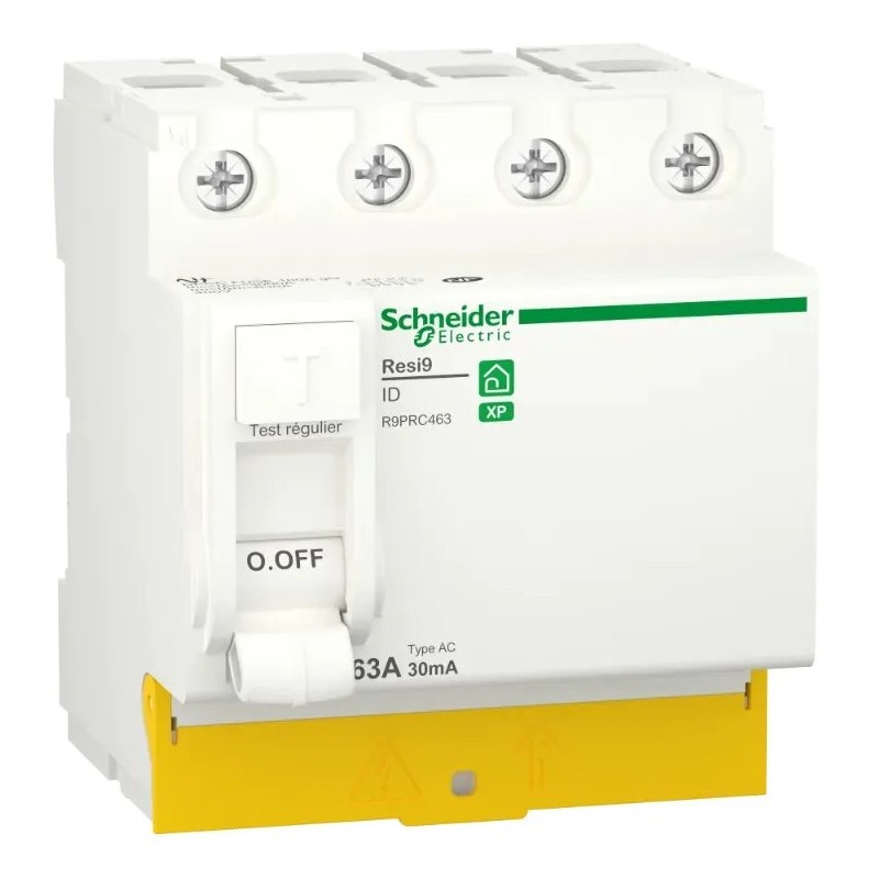 Resi9 - interrupteur différentiel - 4P - 63A - 30mA - Type AC - peignable