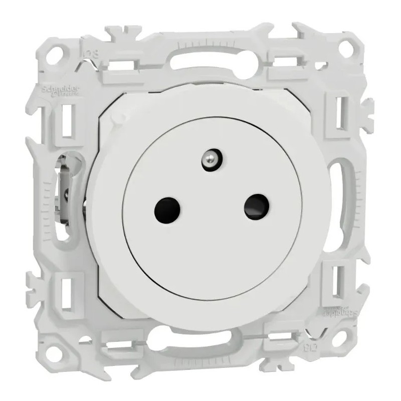 Odace 2025 - prise 2P+T affleurante avec griffes - bornes automatiques - blanc craie