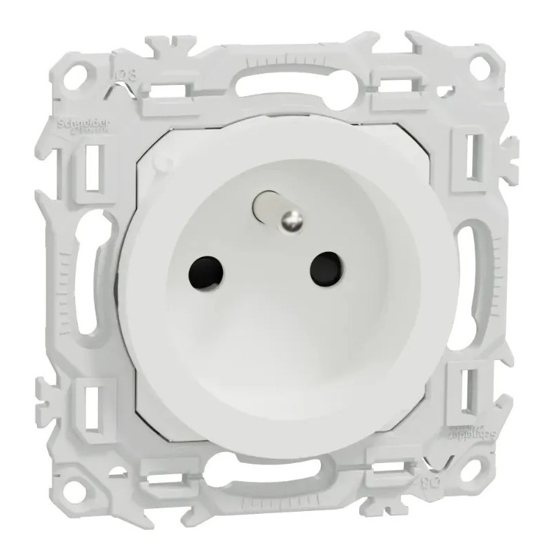 Odace 2025 - prise 2P+T rénovation à puits - 4 bornes auto par pôle - blanc craie