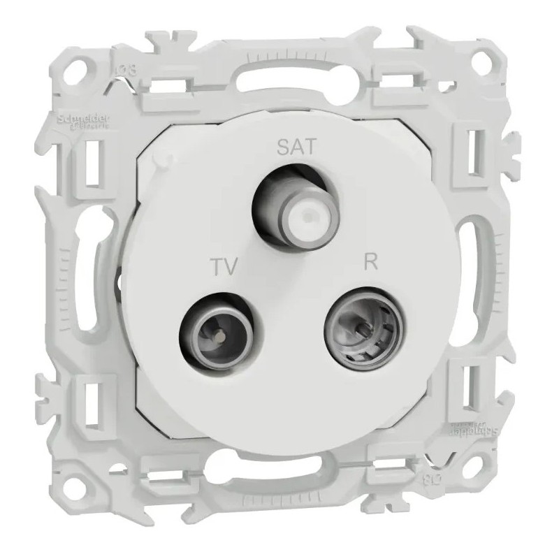 Odace 2025 - prise TV/FM/SAT - sorties coaxiales - blanc craie