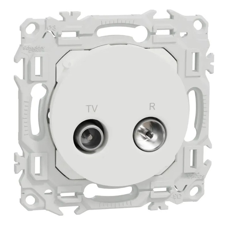 Odace 2025 - prise TV/FM - sorties coaxiales - blanc craie