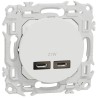 Odace 2025 - chargeur double USB type C+C - 21W Power Delivery - blanc craie