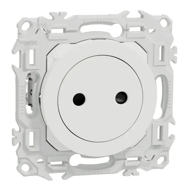 Odace 2025 - prise 2P affleurante avec griffes - bornes automatiques - blanc craie