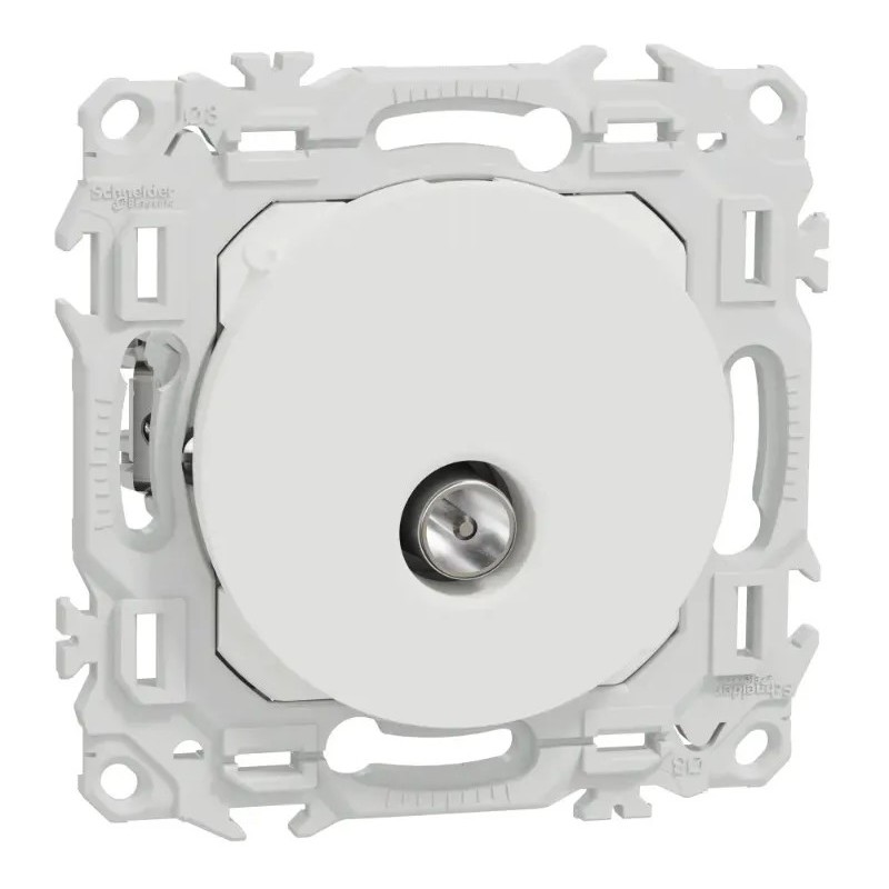 Odace 2025 - prise TV simple mâle avec griffes - blanc craie