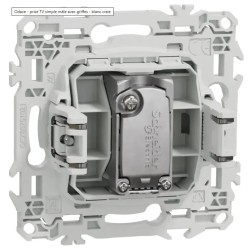 Odace 2025 - prise TV simple mâle avec griffes - blanc craie