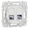 Odace 2025 - prise double RJ45 - Cat6 STP grade 2TV min à grade 3TV - blanc craie