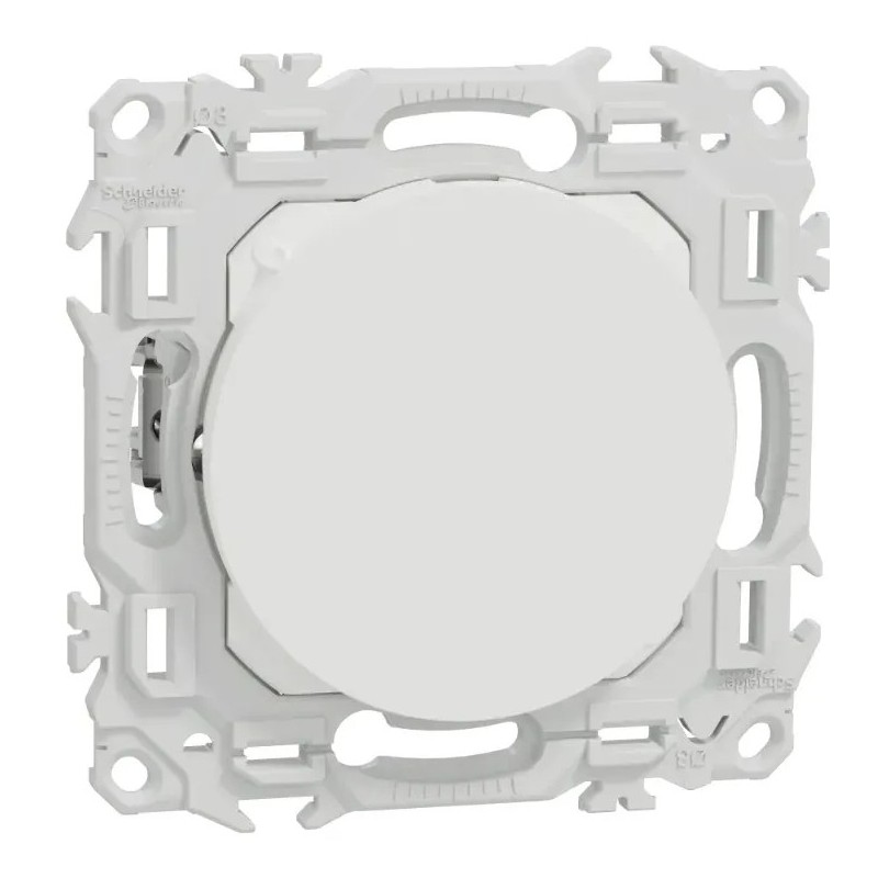 Odace 2025 - obturateur griffes montées - pré-perçage pour sortie câble - blanc craie