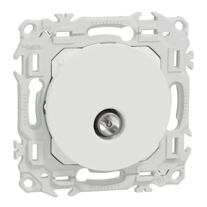 Odace 2025 - prise TV simple mâle - TV : mâle IEC 9.52 mm - cache peinture - blanc RAL 9003 mat - IK04 IP20D - certifié NF