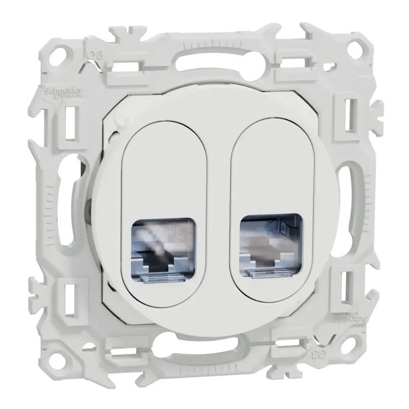 Odace 2025 - prise double RJ45 - Cat6A STP grade 3TV - blanc craie