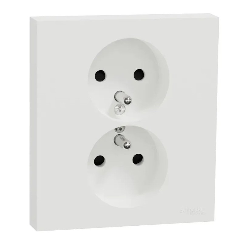 Odace 2025 - double prise de courant 2P+T avec plaque - install 1 poste - blanc craie