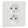Odace 2025 - double prise de courant 2P+T avec plaque - install 1 poste - blanc craie