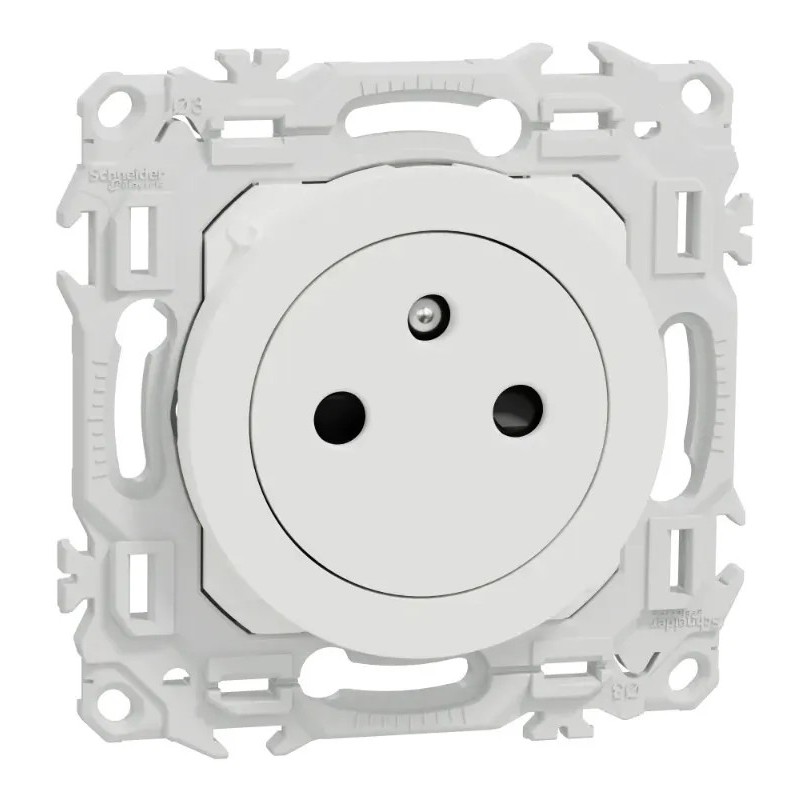 Odace 2025 - prise 2P+T affleurante - bornes automatiques - blanc craie