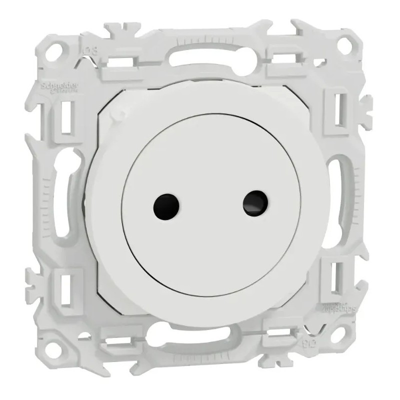 Odace 2025 - prise 2P affleurante - bornes automatiques - blanc craie