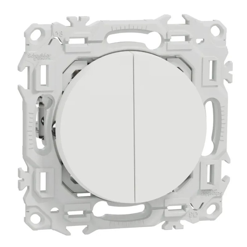 Odace 2025 - double va-et-vient ou poussoir avec griffes - 10AX - blanc craie
