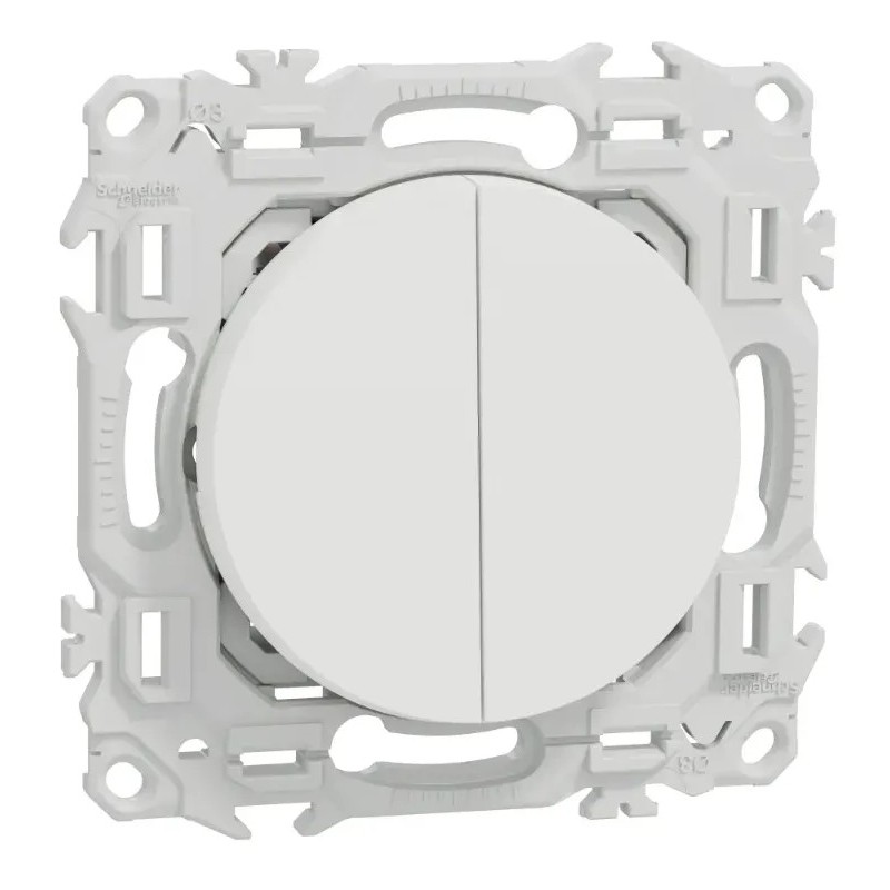Odace 2025 - double va-et-vient ou poussoir - 10AX - blanc craie
