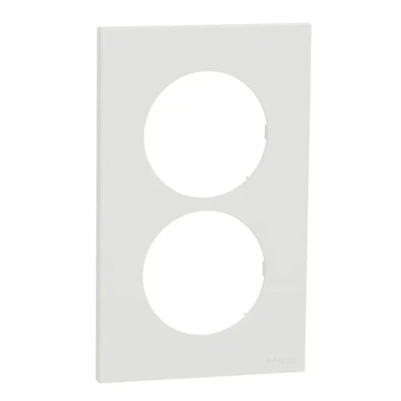 Odace 2025 - plaque de finition 2 postes entraxe spécifique 57mm - Blanc craie