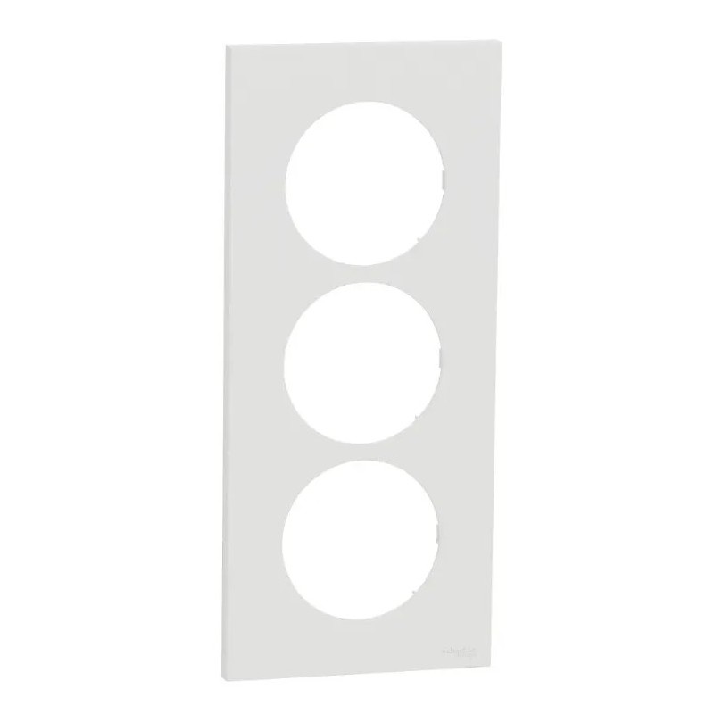 Odace 2025 - plaque de finition 3 postes entraxe spécifique 57mm - Blanc craie