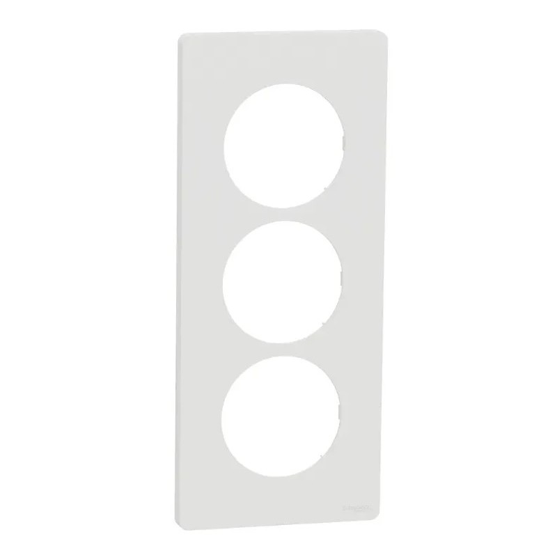 Odace Architecte - plaque 3 postes entraxe spécifique 57mm - Blanc craie