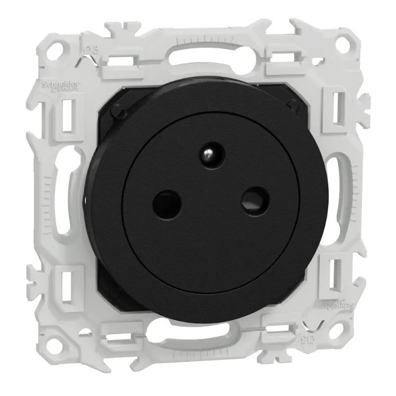 Odace 2025 - prise 2P+T affleurante - bornes automatiques - noir onyx