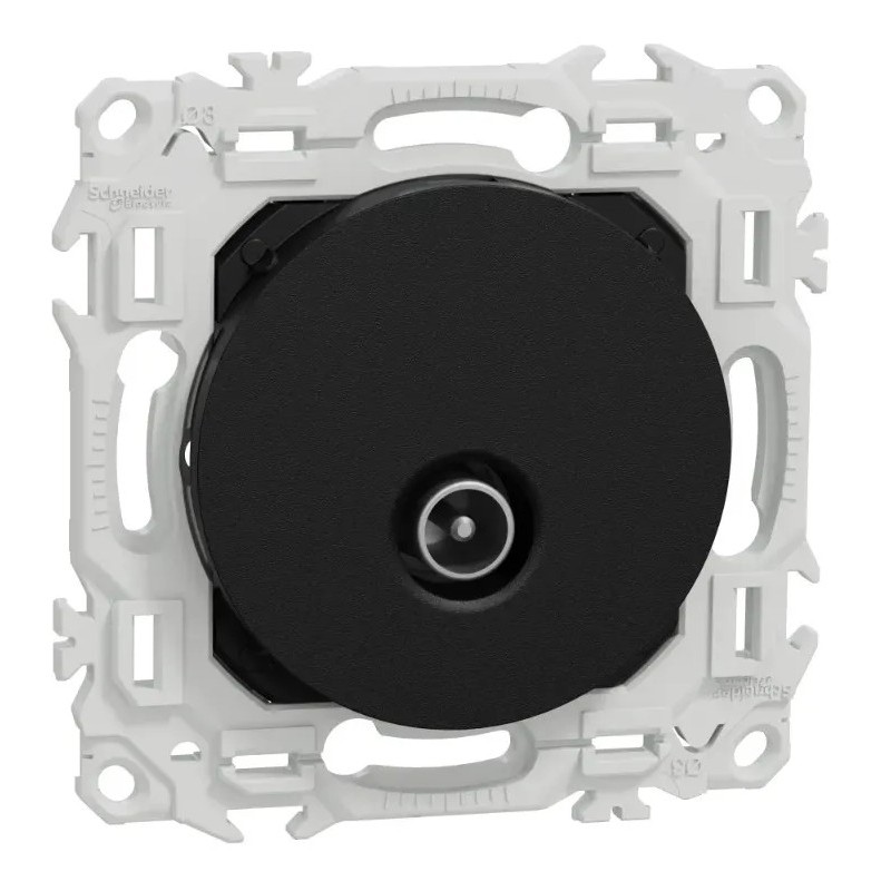 Odace 2025 - prise TV simple mâle - TV : mâle IEC 9.52 mm - cache peinture - noir RAL 9005 mat - IK04 IP20D - certifié NF