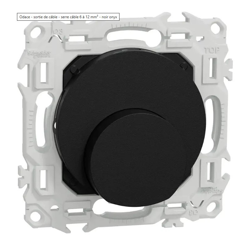 Odace 2025 - sortie de câble - serre câble Ø 6 à 12 mm² - cache peinture - noir RAL 9005 mat - IK04 IP21 - certifié NF