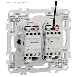 Odace 2025 - double va-et-vient ou poussoir lumineux LED 0,15mA - 10AX - noir onyx