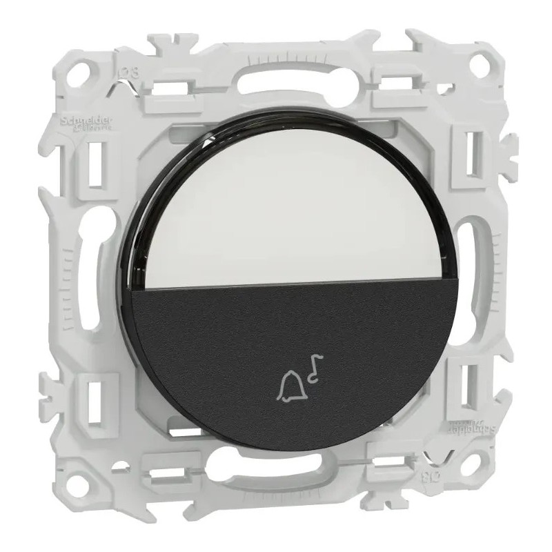 Odace 2025 - bouton-poussoir porte-étiquette - symbole carillon - noir onyx