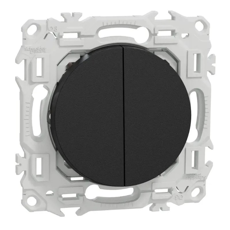 Odace 2025 - double va-et-vient ou poussoir - 10AX - noir onyx