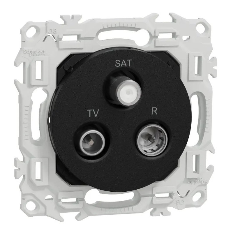 Odace 2025 - prise TV/FM/SAT - sorties coaxiales - noir onyx