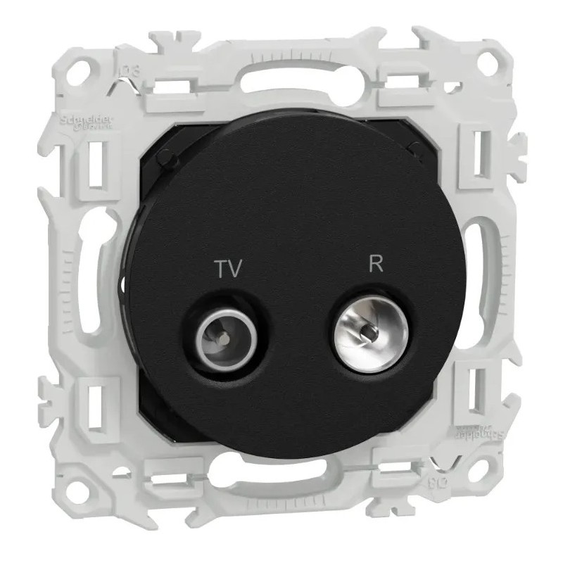 Odace 2025 - prise TV/FM - sorties coaxiales - noir onyx