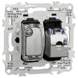 Odace 2025 - prise mixte RJ45 Cat.6 STP + TV - noir onyx