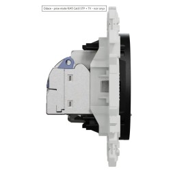 Odace 2025 - prise mixte RJ45 Cat.6 STP + TV - noir onyx