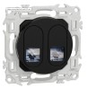 Odace 2025 - prise double RJ45 - Cat6 STP grade 2TV min à grade 3TV - noir onyx