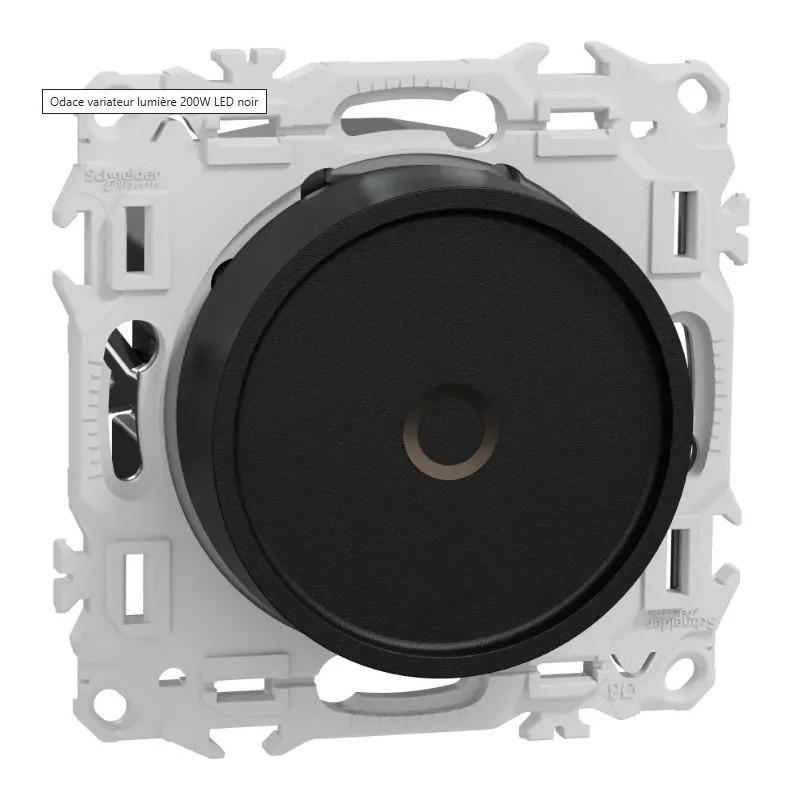 Odace 2025 - variateur de lumière universel 2 ou 3 fils - rotatif - noir onyx