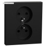Odace 2025 - double prise de courant 2P+T avec plaque - install 1 poste - noir onyx