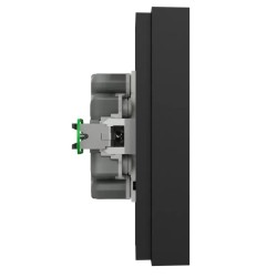 Odace 2025 - double prise de courant 2P+T avec plaque - install 1 poste - noir onyx