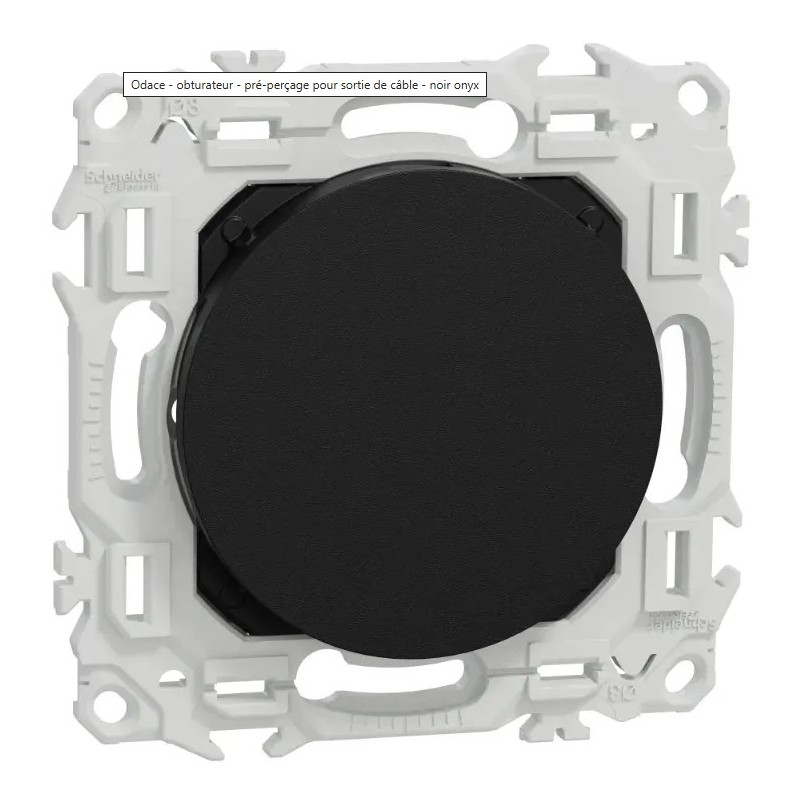 Odace 2025 - obturateur - perçage possible de l'enjoliveur pour sortie de câble - cache peinture - noir RAL 9005 mat