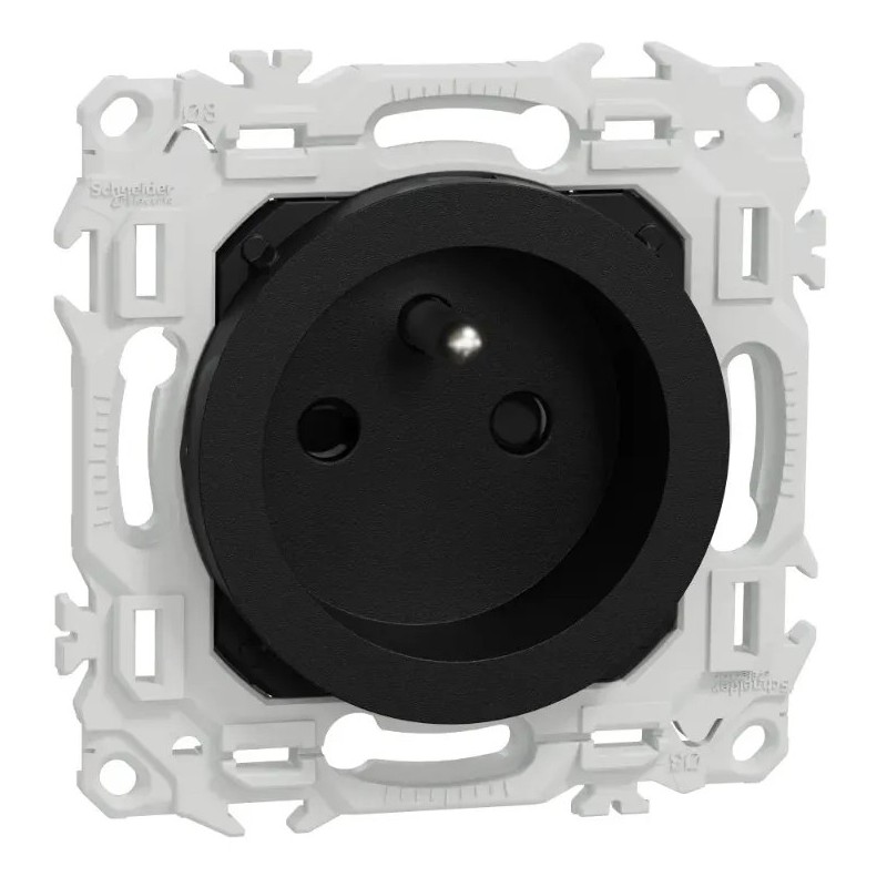 Odace 2025 - prise 2P+T rénovation à puits - 4 bornes auto par pôle - noir onyx