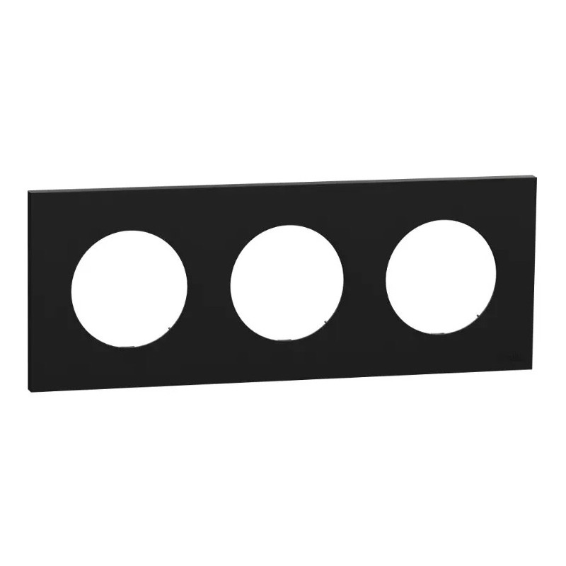 Odace 2025 - plaque de finition 3 postes - couleur Noir onyx