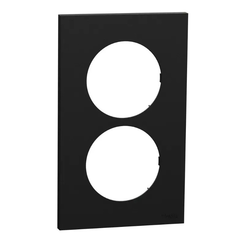 Odace 2025 - plaque de finition 2 postes entraxe spécifique 57mm - Noir onyx