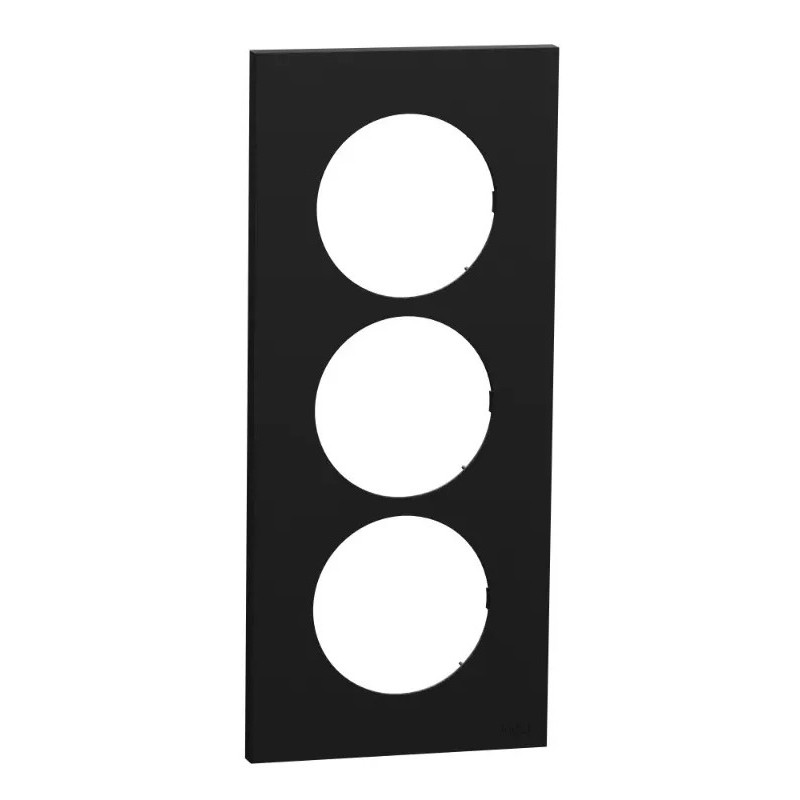 Odace 2025 - plaque de finition 3 postes entraxe spécifique 57mm - Noir onyx