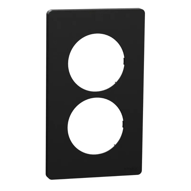 Odace Architecte - plaque 2 postes entraxe spécifique 57mm - Noir onyx
