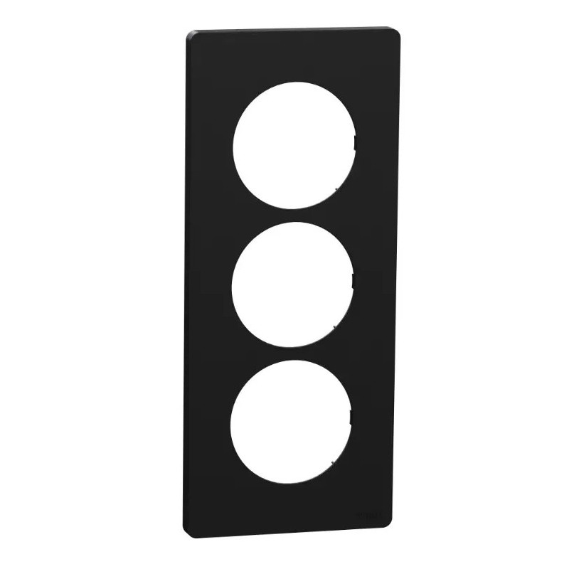 Odace Architecte - plaque 3 postes entraxe spécifique 57mm - Noir onyx