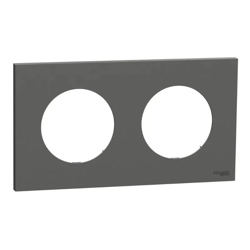 Odace - plaque de finition 2 postes - couleur Gris basalte