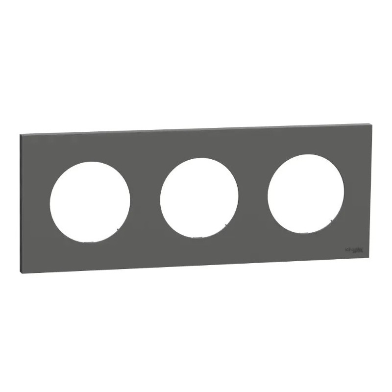 Odace - plaque de finition 3 postes - couleur Gris basalte