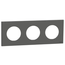 Odace - plaque de finition 3 postes - couleur Gris basalte